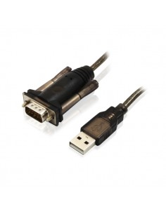 Ewent Cable Serie Modem RS232 Macho a USB Macho - Cable de 1.5m - Color Negro Transparente