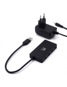 Ewent Hub USB 4 en 1 - Alimentacion Externa - USB 3.2 Gen1 - Cable de 52.5cm - Color Negro