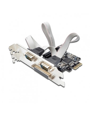 Ewent Tarjeta de Interfaz PCI-Express - Combo Conexion en Serie y en Paralelo - 2xD-sub 9 Macho - 1x D-sub 25 Hembra - Color