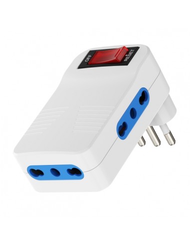 Ewent Regleta de 3 Tomas de Pared - 3x Tomas Italianas Tipo L-Schuko de 10 16A - 3x Tomas Tipo L de 10 16A - Interruptor