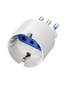 Ewent Adaptador de Viaje para Toma de Enchufe Italiana Tipo L 16A - Hembra Tipo L Schuko - Color Blanco