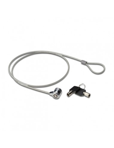 Ewent Cable de Seguridad para Portatil con Llave - 2 Llaves - Cable de Acero - 1.5m de Longitud - Color Acero