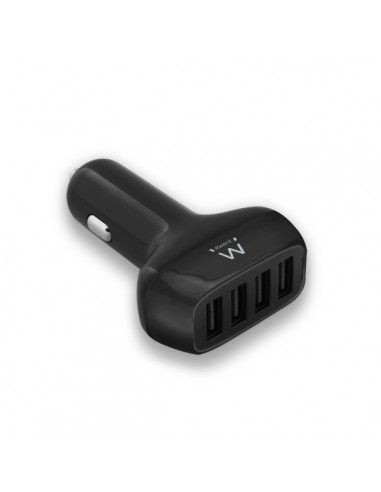 Ewent Cargador de Coche USB 50W - 4 Puertos USB - Color Negro