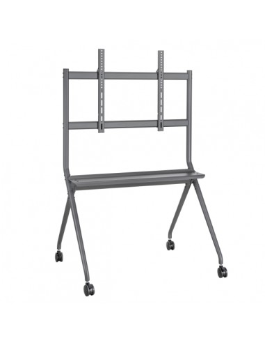 Ewent Soporte de Suelo para TV hasta 86" - Bandeja Auxiliar - Altura Ajustable - Gestion de Cables - VESA Maximo 800x600 -