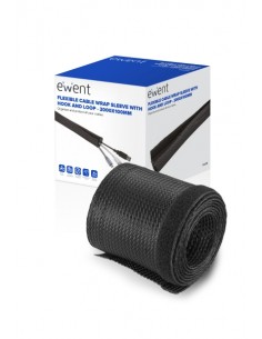 Ewent Manguito Organizador de Cable Polyester - Cierre de Velcro - 2m - 100mm - Color Negro