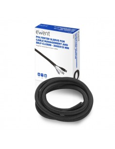 Ewent Manguito Organizador de Cable Polyester - Auto Cierre - 3m - 13mm - Color Negro