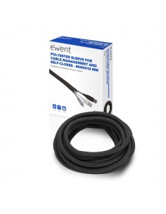 Ewent Manguito Organizador de Cable Polyester - Auto Cierre - 8m - 13mm - Color Negro