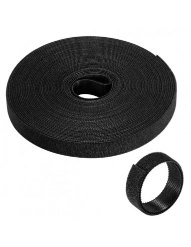 Ewent Hoop and Loop Tira Organizadors de Cables Nylon - Sujeccion de Velcro - 10m - 15mm - Color Negro