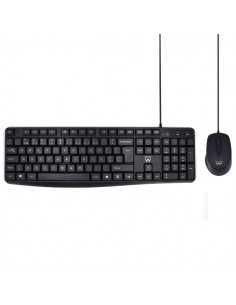 Ewent Pack Teclado-Raton para Oficina - Teclas Silenciosas de Perfil Bajo - 1000dpi - Disposicion Portuguesa QWERTY PT -