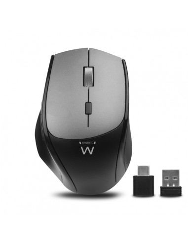 Ewent Raton Inalambrico - 2400dpi - Clic Silencioso - Bluetooth 5.1 - Receptores USB-A y C de 2.4GHz- Plug and Play - Color