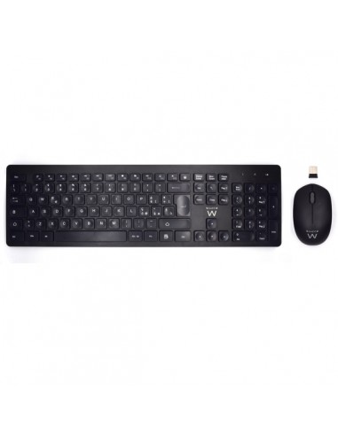 Ewent Pack Teclado-Raton Inalambricos - Receptor USB-A 2.4Hz - 1000dpi - Disposicion Italiana QWERTY IT - Incluye Pilas