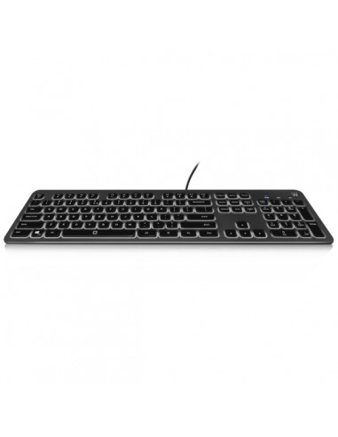 Ewent Teclado con Cable USB - Disposicion Portuguesa QWERTY PT - Retroiluminacion - Teclas de Bajo Perfil y Silenciosas -