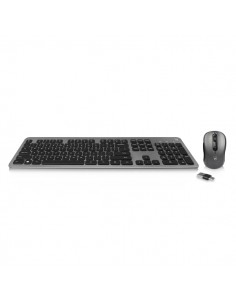 Ewent Pack Teclado-Raton Inalambrico - Receptor USB-A 2.4Hz - 1600dpi - Disposicion Inglesa QWERTY US - Incluye Pilas