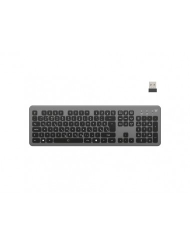 Ewent Teclado Inalambrico - Bateria de Litio Recargable de 300mAh - Disposicion Eslovena QWERTZ SI - Retroiluminacion -