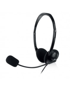 Ewent Auriculares Estereo - Microfono Integrado - 2x Jack de 3.5mm - Cable de 2.1m - Color Negro