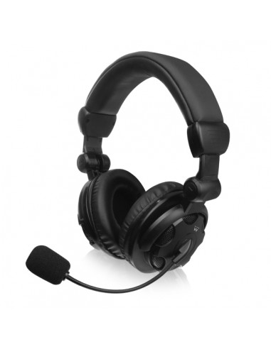 Ewent Auriculares Estereo Cubreorejas - Microfono Integrado - Control de Volumen - Cable de 1.85m - Color Negro