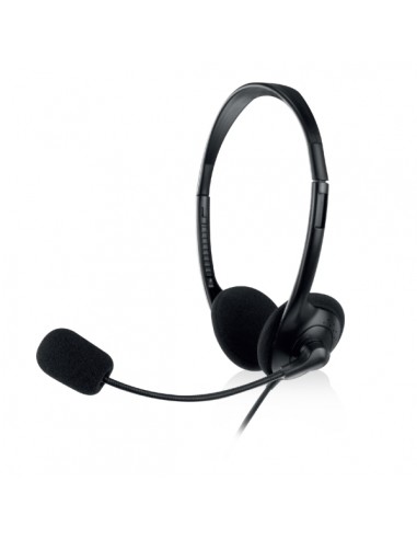 Ewent Auriculares Estereo USB - Microfono Integrado - Cable de 2.1m - Color Negro