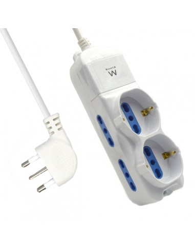 Ewent Regleta con 6 Tomas - 4 Tomas L-2 Tomas L F (Schuko) - Proteccion Infantil - Enchufe Italiano Plano en Angulo - Cable