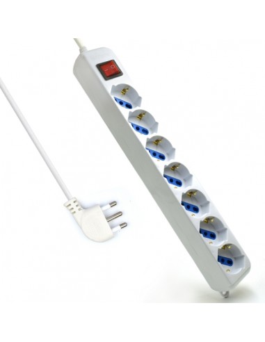 Ewent Regleta con 6 Tomas Tipo L F (Schuko) de 10 16A - Interruptor de Encendido - Proteccion contra Sobretensiones -
