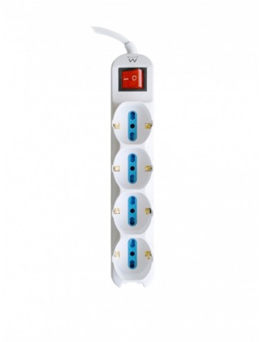 Ewent Regleta con 12 Tomas - 8 Tomas L-4 Tomas L F (Schuko) - Interruptor On Off - Proteccion contra Sobretensiones -
