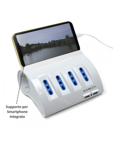 Ewent Regleta con 6 Tomas - 4 Tomas L-2 Toma L F (Schuko) - 2x USB-A - Proteccion Infantil - Enchufe Italiano Plano en