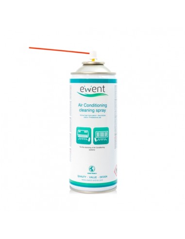 Ewent Spray de Limpieza para Aire Acondicionado - Aerosol de Espuma Activa - Neutraliza Olores - Color Transparente