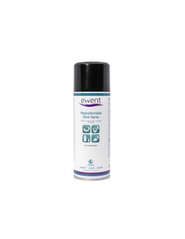Ewent Spray de Pegamento Reposicionable - Secado Rapido - 395gr - Color Transparente