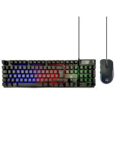 Ewent Pack Teclado-Raton Gaming - Iluminacion RGB - Disposicion Italiana QWERTY IT - 3600dpi - 12 Teclas Multimedia - Cable