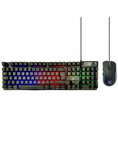 Ewent Pack Teclado-Raton Gaming - Iluminacion RGB - Disposicion Italiana QWERTY IT - 3600dpi - 12 Teclas Multimedia - Cable