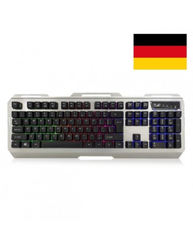 Ewent Teclado Gaming - Iluminacion RGB - Disposicion Alemana QWERTZ DE - Carcasa de Metal - 12 Teclas Multimedia - Cable de