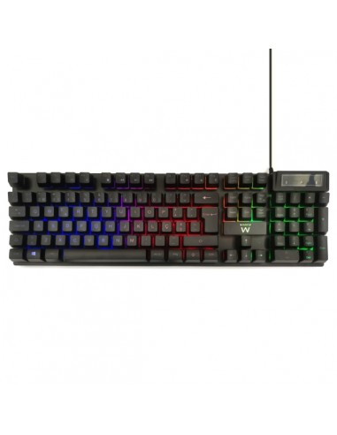 Ewent Teclado Gaming de Membrana - Iluminacion RGB - Disposicion Portuguesa QWERTY PT - Cable de 1.5m - 12 Teclas Multimedia