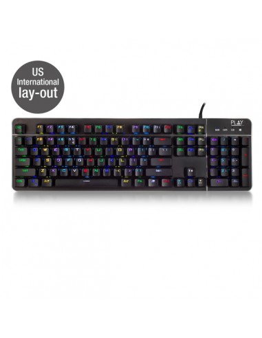 Ewent Teclado Gaming Mecanico - Iluminacion RGB - Disposicion Inglesa QWERTY US - Cubierta de Aluminio - Cable de 1.5m -