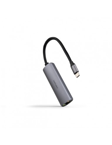 Nanocable Adaptador de Red USB-C a Ethernet Gigabit 10 100 1000 Mbps - USB-C 100W - Aluminio - 18cm - Color Gris