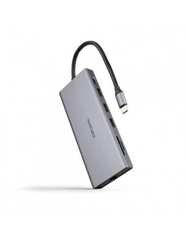 Nanocable HUB USB-C 12 en 1 - Conversor USB-C 3.1 a 3 x USB-A 3.2-3 x USB-C 3.2-USB-C PD 100W-2 x HDMI 4K@60Hz-DP