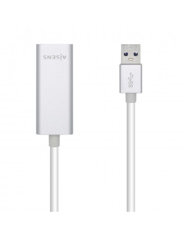 Aisens Conversor USB 3.0 a Ethernet Gigabit 10 100 1000 Mbps - 15cm - Color Plata