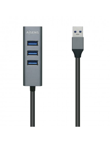 Aisens Hub USB 3.0 Aluminio - Tipo A Macho a 4xTipo A Hembra - 10cm
