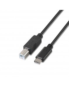 Aisens Cable USB 2.0 Impresora 3A - Tipo USB-C Macho a B Macho - 1.0m - Color Negro