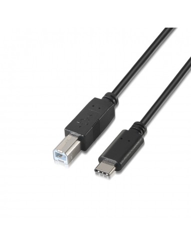 Aisens Cable USB 2.0 Impresora 3A - Tipo USB-C M-B Macho - 2.0m - Color Negro