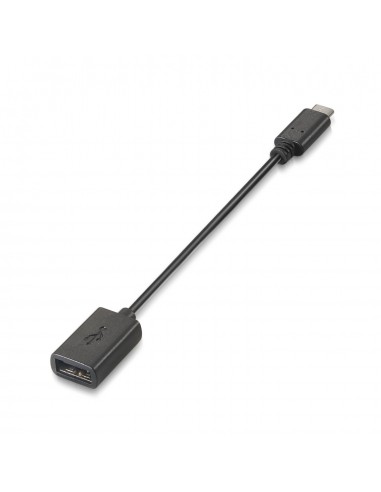Aisens Cable USB 2.0 3A - Tipo USB-C M-A Hembra - 15cm - Color Negro