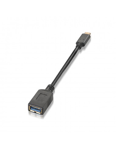 Aisens Cable USB 3.1 Gen1 5Gbps 3A - Tipo USB-C M-A Hembra - 15cm - Color Negro