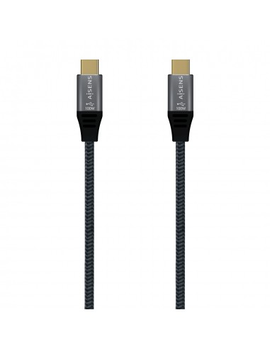 Aisens Cable USB 2.0 Aluminio 5A 100W E-MARK - USB-C M-USB-C M - 1.0M - Color Gris