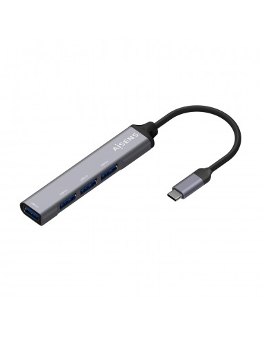 Aisens Hub USB 3.1 USB-C - USB-C Macho a 4xTipo A Hembra - 10cm - Color Gris