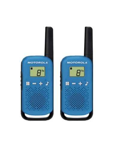 Motorola T42 Pack 2 Walkie Talkies - 16 Canales PMR446 - Alcance hasta 4Km - Autonomia hasta 18h - Color Azul