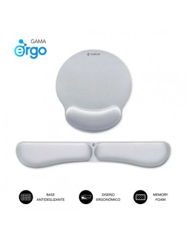 Subblim Pack Ergo MemoryFlex Alfombrilla Ergonomica para Raton y ReposamuÃ±ecas Teclado - Espuma Elastica -