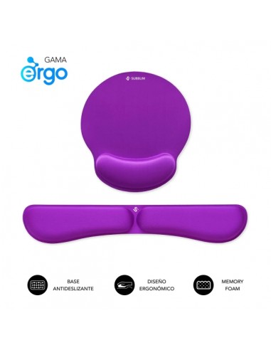 Subblim Pack Ergo MemoryFlex Alfombrilla Ergonomica para Raton y ReposamuÃ±ecas Teclado - Espuma Elastica -