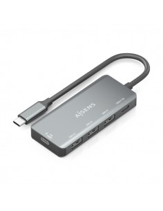 Aisens Hub USB-C 3.1 - USB-C PD 100W USB-C 3xUSB-A 2.0 - 15cm - Color Gris