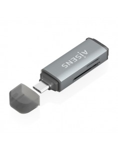 Aisens Lector de Tarjetas USB-C 3.1 Gen1 - Compatible con SD-Micro SD-MMC-RS-MMC-MMC Micro - Color Gris