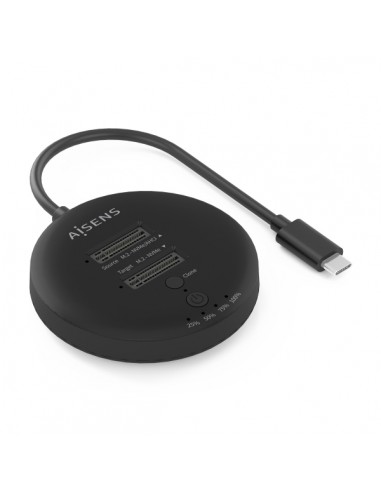 Aisens ASDS-2M2N05 Estacion de Docking de Doble Bahia M.2 NVME a USB-C 3.2 Gen2x2 - Clone - Color Negro