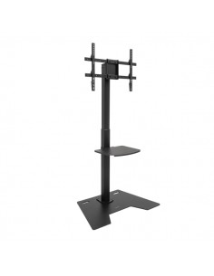 Tooq Minos Soporte de Suelo para Pantallas de 37-70" - Bandeja Inferior Multiusos - Altura-Giro y Rotacion Regulables -