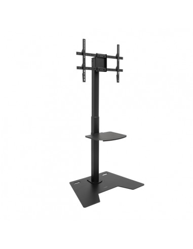 Tooq Minos Soporte de Suelo para Pantallas de 37-70" - Bandeja Inferior Multiusos - Altura-Giro y Rotacion Regulables -